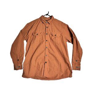 Guide Gear L/S Rust Orange Plaid Outdoor Hiking Shirt Mens Large